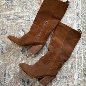 Brown Suede Knee-High Boots